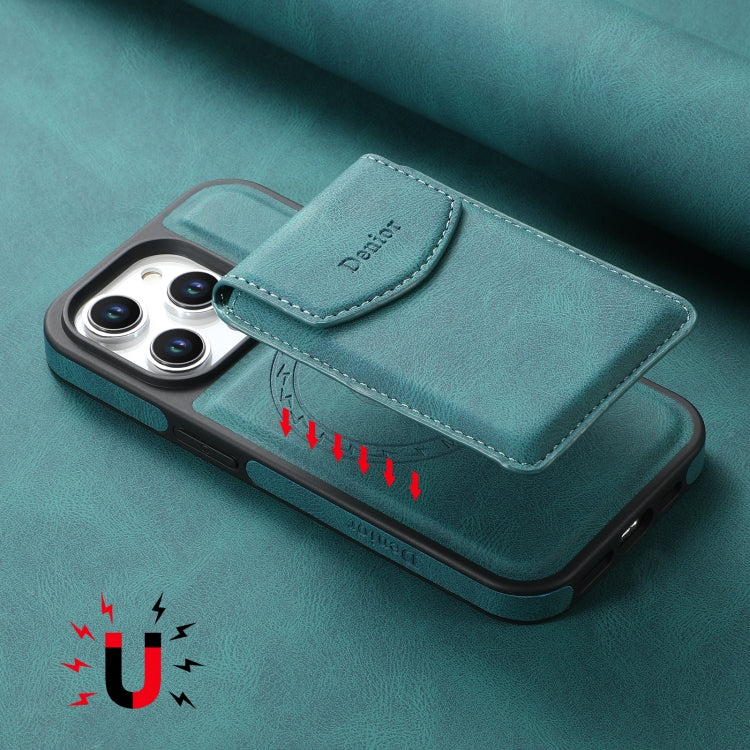 For iPhone 15 Plus / 14 Plus Denior D19 Skin Feel MagSafe Detachable Card Slot Phone Case(Blue)