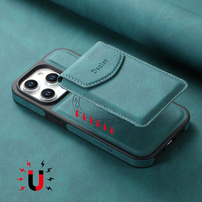 For iPhone 15 Plus / 14 Plus Denior D19 Skin Feel MagSafe Detachable Card Slot Phone Case(Blue)