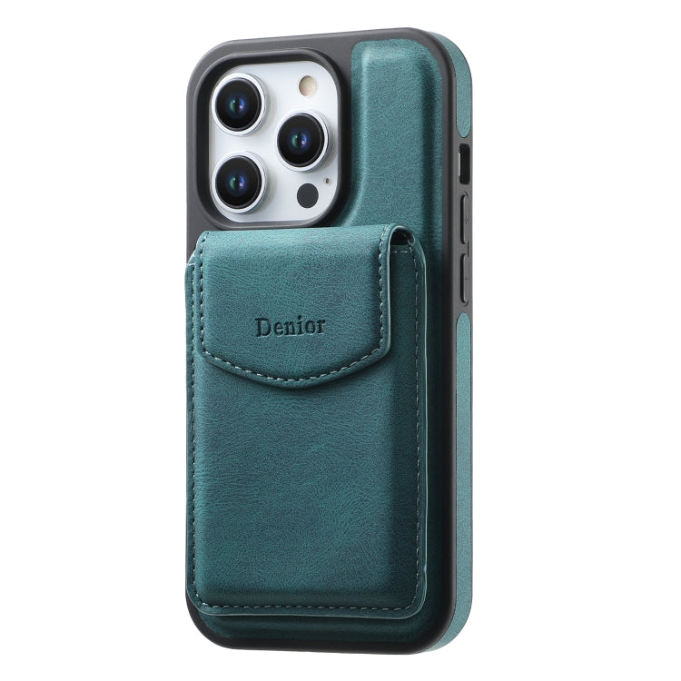 For iPhone 15 Plus / 14 Plus Denior D19 Skin Feel MagSafe Detachable Card Slot Phone Case(Blue)