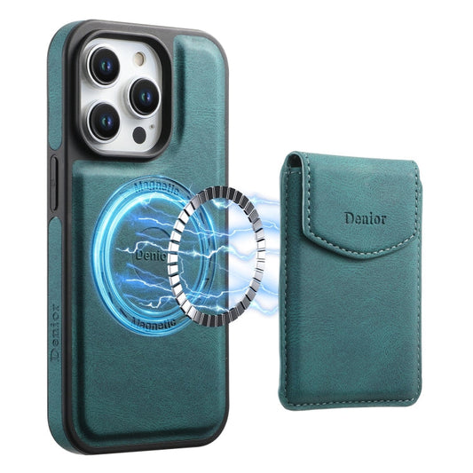 Pour iPhone 14 Pro Max Denior D19 Étui de téléphone à fente détachable MagSafe, texture peau (bleu)