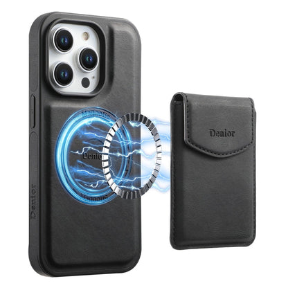 For iPhone 13 Pro Denior D19 Skin Feel MagSafe Detachable Card Slot Phone Case(Black)