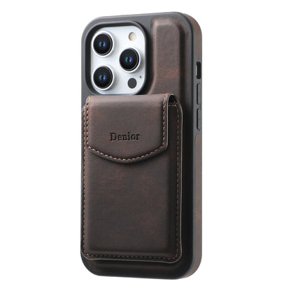 For iPhone 12 Pro Max Denior D19 Skin Feel MagSafe Detachable Card Slot Phone Case(Brown)