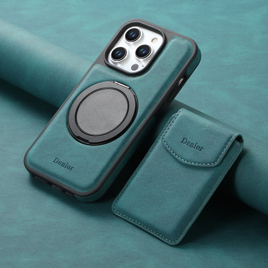 For iPhone 16 Denior D20 Skin Feel MagSafe Holder Detachable Card Slot Phone Case(Blue)