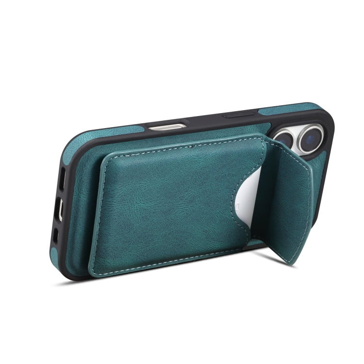 For iPhone 16 Denior D20 Skin Feel MagSafe Holder Detachable Card Slot Phone Case(Blue)