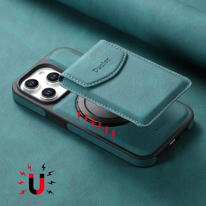 Pour iPhone 15 Coque De Téléphone En Cuir Avec Emplacement Pour Carte Détachable Et Support MagSafe, Modèle Denior D20 (Bleu)