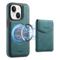 Pour iPhone 14 / 13 Étui de téléphone Denior D20 MagSafe avec porte-cartes détachable et toucher doux (Bleu)