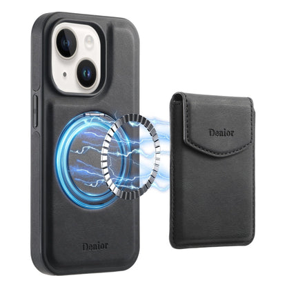 Pour iPhone 14 / 13 Étui pour téléphone avec fente pour carte détachable et support MagSafe Denior D20 Skin Feel (noir)