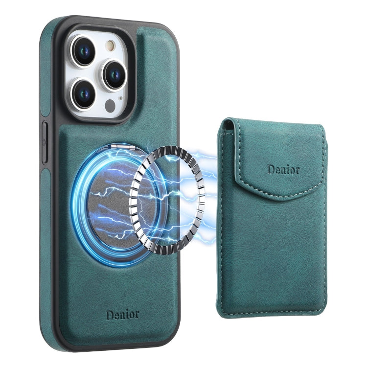 Pour iPhone 14 Pro Max Étui Housse de Téléphone Denior D20 MagSafe avec Emplacement pour Carte Détachable et Toucher Doux (Bleu)