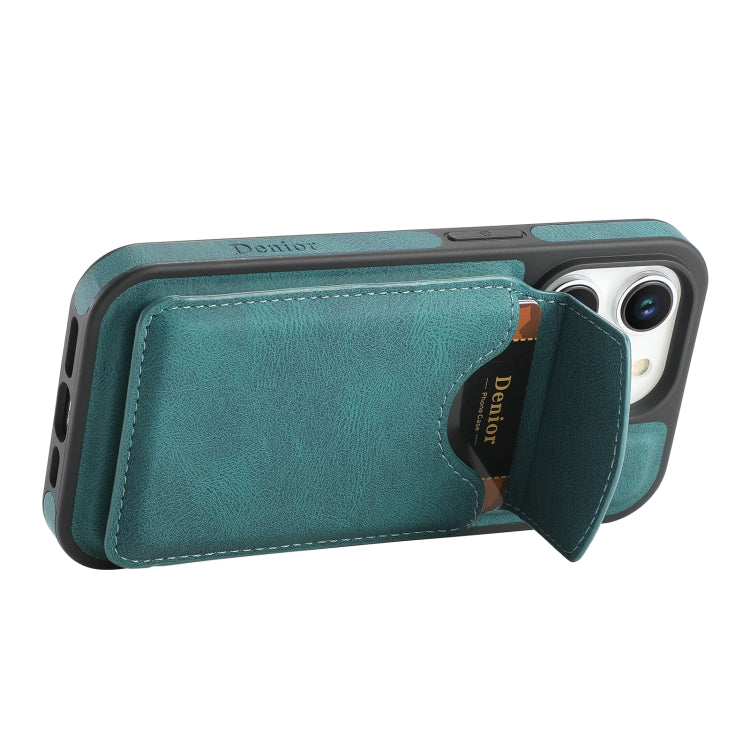 Pour iPhone 14 Pro Max Étui Housse de Téléphone Denior D20 MagSafe avec Emplacement pour Carte Détachable et Toucher Doux (Bleu)