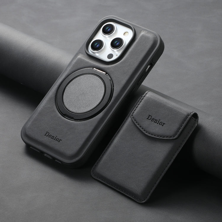 Pour iPhone 14 Pro Max Denior D20 Coque MagSafe avec Support et Fentes pour Cartes Détachables (Noir)