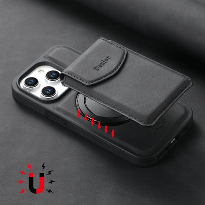 Pour iPhone 14 Pro Max Denior D20 Coque MagSafe avec Support et Fentes pour Cartes Détachables (Noir)