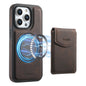Pour iPhone 13 Pro Étui de téléphone Denior D20 avec support MagSafe et fente pour cartes détachable (marron)