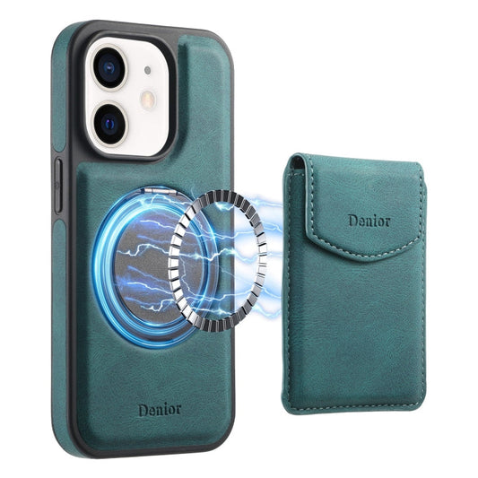 For iPhone 12 / 12 Pro Denior D20 Skin Feel MagSafe Holder Detachable Card Slot Phone Case(Blue)