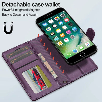 For iPhone 7 / 8 / SE 2020 2022 LC.IMEEKE L2 Series Detachable Magsafe PU Phone Case with Lanyard(Purple)
