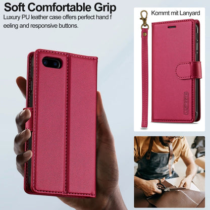 For iPhone 7 Plus / 8 Plus LC.IMEEKE L2 Series Detachable Magsafe PU Phone Case with Lanyard(Red)