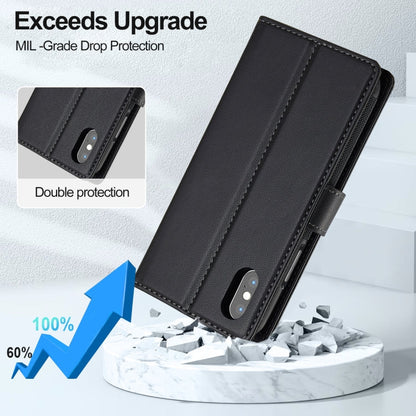 For iPhone X / XS LC.IMEEKE L2 Series Detachable Magsafe PU Phone Case with Lanyard(Black)