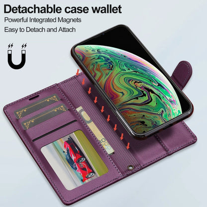 For iPhone X / XS LC.IMEEKE L2 Series Detachable Magsafe PU Phone Case with Lanyard(Purple)
