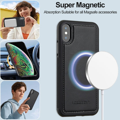 For iPhone XS Max LC.IMEEKE L2 Series Detachable Magsafe PU Phone Case with Lanyard(Black)