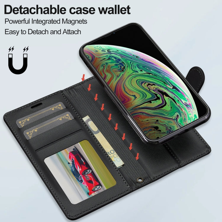 For iPhone XS Max LC.IMEEKE L2 Series Detachable Magsafe PU Phone Case with Lanyard(Black)