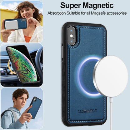 For iPhone XS Max LC.IMEEKE L2 Series Detachable Magsafe PU Phone Case with Lanyard(Blue)