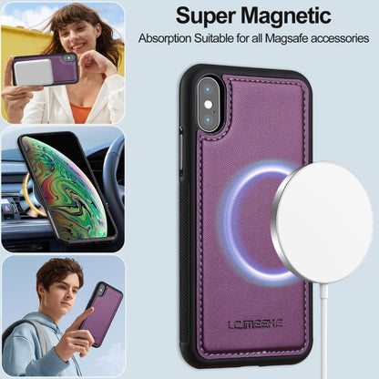 For iPhone XS Max LC.IMEEKE L2 Series Detachable Magsafe PU Phone Case with Lanyard(Purple)