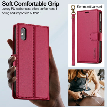 For iPhone XS Max LC.IMEEKE L2 Series Detachable Magsafe PU Phone Case with Lanyard(Red)