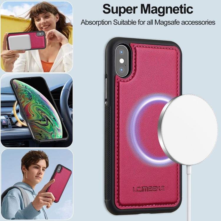 For iPhone XS Max LC.IMEEKE L2 Series Detachable Magsafe PU Phone Case with Lanyard(Red)