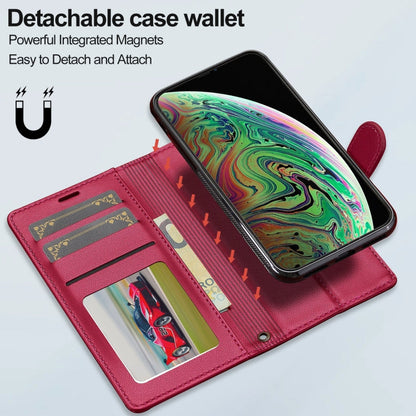 For iPhone XS Max LC.IMEEKE L2 Series Detachable Magsafe PU Phone Case with Lanyard(Red)