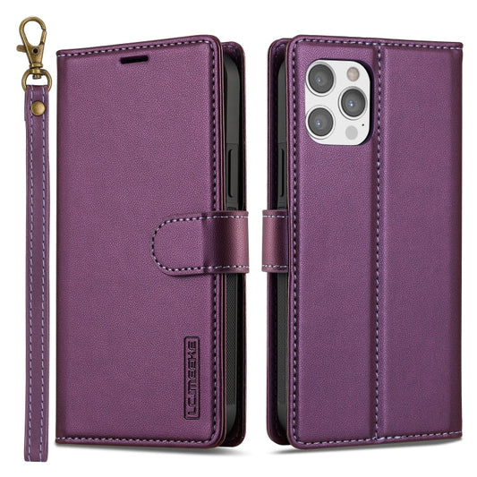 Pour iPhone 12 Pro Max LC.IMEEKE L2 Series Coque de téléphone détachable en PU avec MagSafe et cordon (violet)