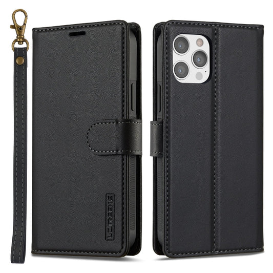 Pour iPhone 14 Pro Max LC.IMEEKE L2 Series Étui de téléphone en PU détachable Magsafe avec cordon (Noir)