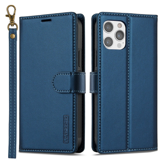 Pour iPhone 14 Pro Max LC.IMEEKE L2 Series Étui de téléphone amovible en PU Magsafe avec cordon (Bleu)