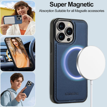 Pour iPhone 13 Pro Max LC.IMEEKE L2 Series Étui de téléphone détachable en PU avec MagSafe et cordon (Bleu)