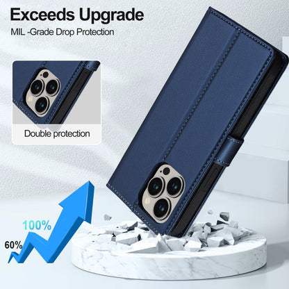 Pour iPhone 13 Pro Max LC.IMEEKE L2 Series Étui de téléphone détachable en PU avec MagSafe et cordon (Bleu)