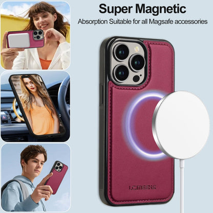 For iPhone 13 Pro LC.IMEEKE L2 Series Detachable Magsafe PU Phone Case with Lanyard(Red)