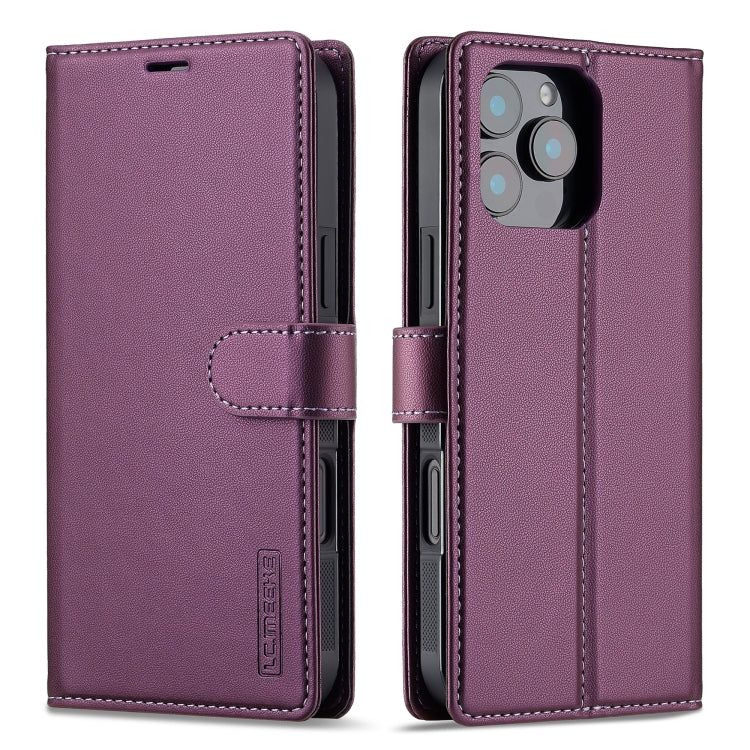 Pour iPhone 16 Pro Étui de téléphone en PU détachable LC.IMEEKE Série L2 avec Magsafe et Cordon (Violet)