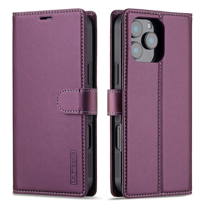 Pour iPhone 16 Pro Étui de téléphone en PU détachable LC.IMEEKE Série L2 avec Magsafe et Cordon (Violet)
