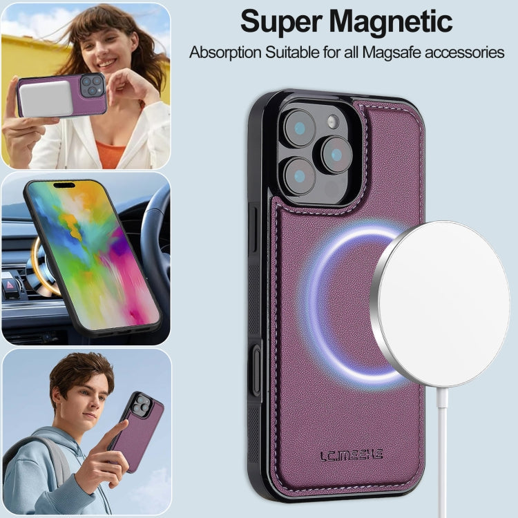Pour iPhone 16 Pro Étui de téléphone en PU détachable LC.IMEEKE Série L2 avec Magsafe et Cordon (Violet)
