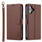 Pour iPhone 16 LC.IMEEKE Étui de téléphone en PU détachable série L2 Magsafe avec cordon (marron)
