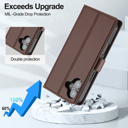 Pour iPhone 16 LC.IMEEKE Étui de téléphone en PU détachable série L2 Magsafe avec cordon (marron)