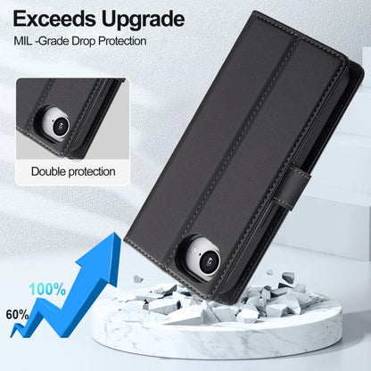 For iPhone 16e / 17e LC.IMEEKE L2 Series Detachable Magsafe PU Phone Case with Lanyard(Black)