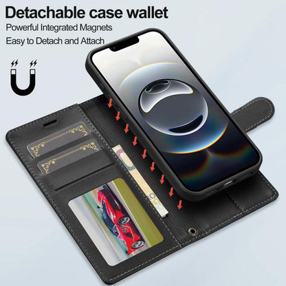 For iPhone 16e / 17e LC.IMEEKE L2 Series Detachable Magsafe PU Phone Case with Lanyard(Black)
