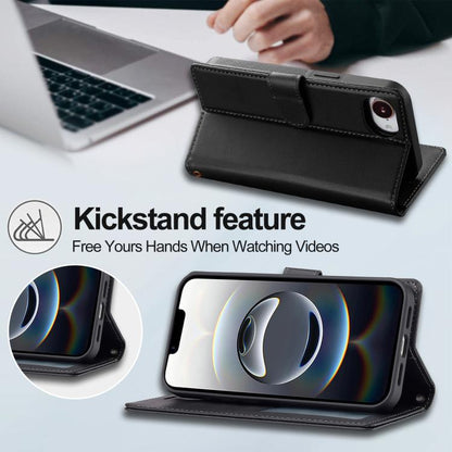 For iPhone 16e / 17e LC.IMEEKE L2 Series Detachable Magsafe PU Phone Case with Lanyard(Black)