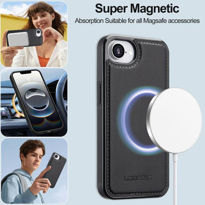 For iPhone 16e / 17e LC.IMEEKE L2 Series Detachable Magsafe PU Phone Case with Lanyard(Black)