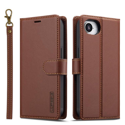 For iPhone 16e / 17e LC.IMEEKE L2 Series Detachable Magsafe PU Phone Case with Lanyard(Brown)