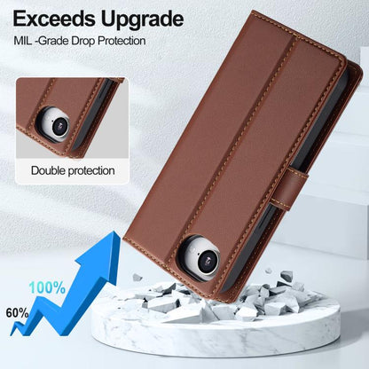 For iPhone 16e / 17e LC.IMEEKE L2 Series Detachable Magsafe PU Phone Case with Lanyard(Brown)