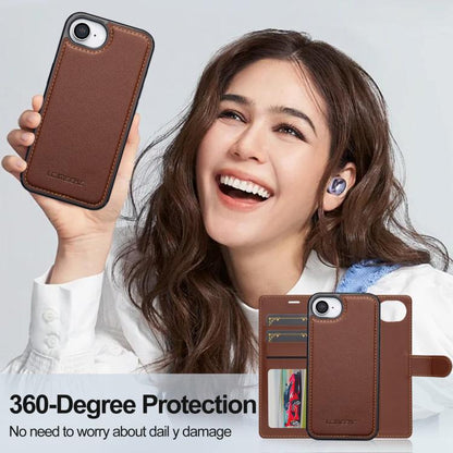 For iPhone 16e / 17e LC.IMEEKE L2 Series Detachable Magsafe PU Phone Case with Lanyard(Brown)