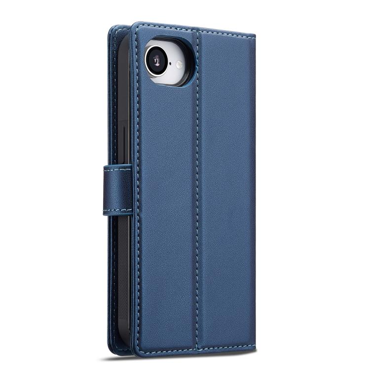 Pour iPhone 16e / 17e LC.IMEEKE Étui de téléphone en PU détachable série L2 Magsafe avec lanière (Bleu)