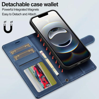 Pour iPhone 16e / 17e LC.IMEEKE Étui de téléphone en PU détachable série L2 Magsafe avec lanière (Bleu)
