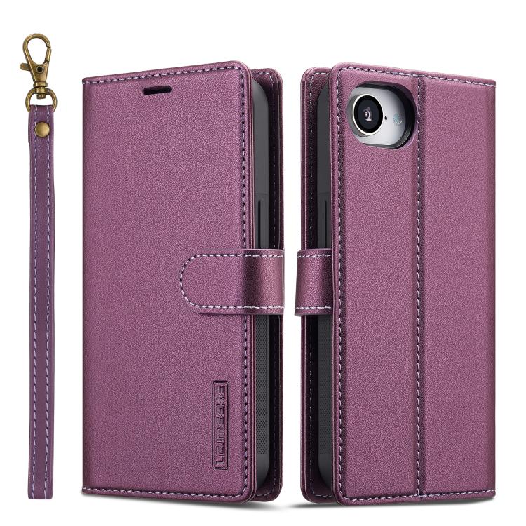 For iPhone 16e / 17e LC.IMEEKE L2 Series Detachable Magsafe PU Phone Case with Lanyard(Purple)