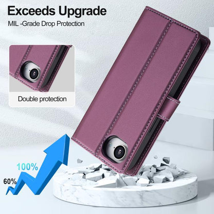 For iPhone 16e / 17e LC.IMEEKE L2 Series Detachable Magsafe PU Phone Case with Lanyard(Purple)